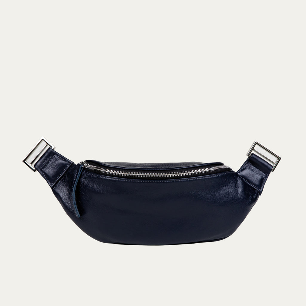 Navy Leather with Silver Hardware Crossbody and Fanny Pack - PaulyJen