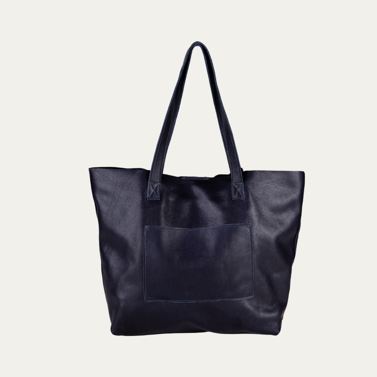 Navy Leather/Los Angeles Tote Bag - PaulyJen