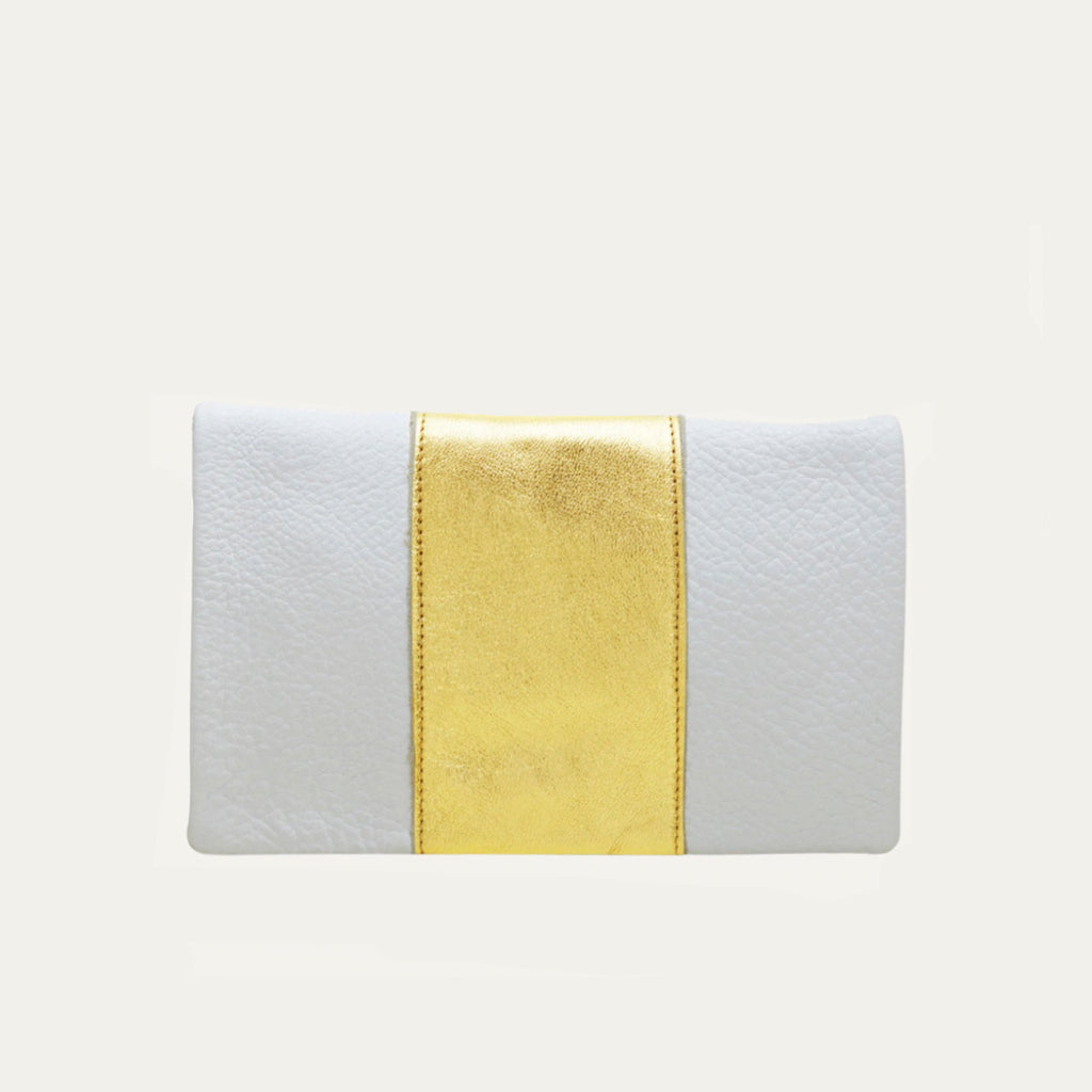 Belt Bag | White with Gold Metallic Stripe  "The Goldie" 