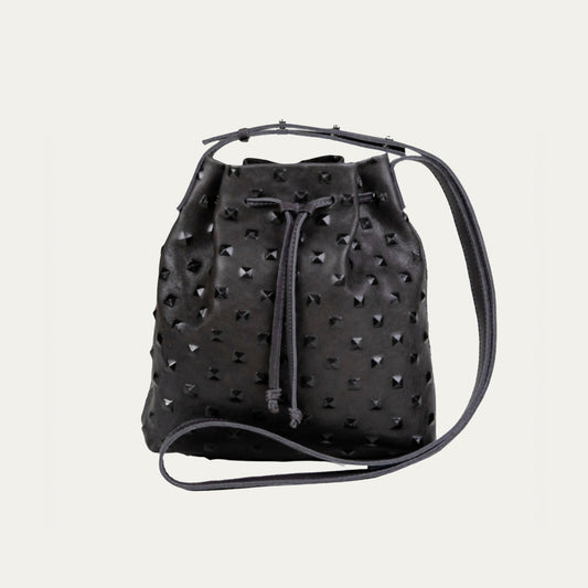 Grey Embossed Leather with Silver Hardware /The Cher Mini Crossbody Tote - PaulyJen