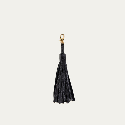 Black with Gold Hardware Leather Fringe Tassle