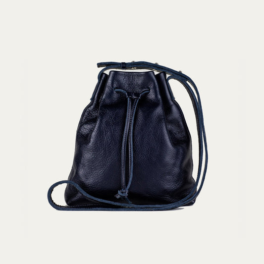 Mini Crossbody Tote | Navy Leather + Gold Hardware - PaulyJen