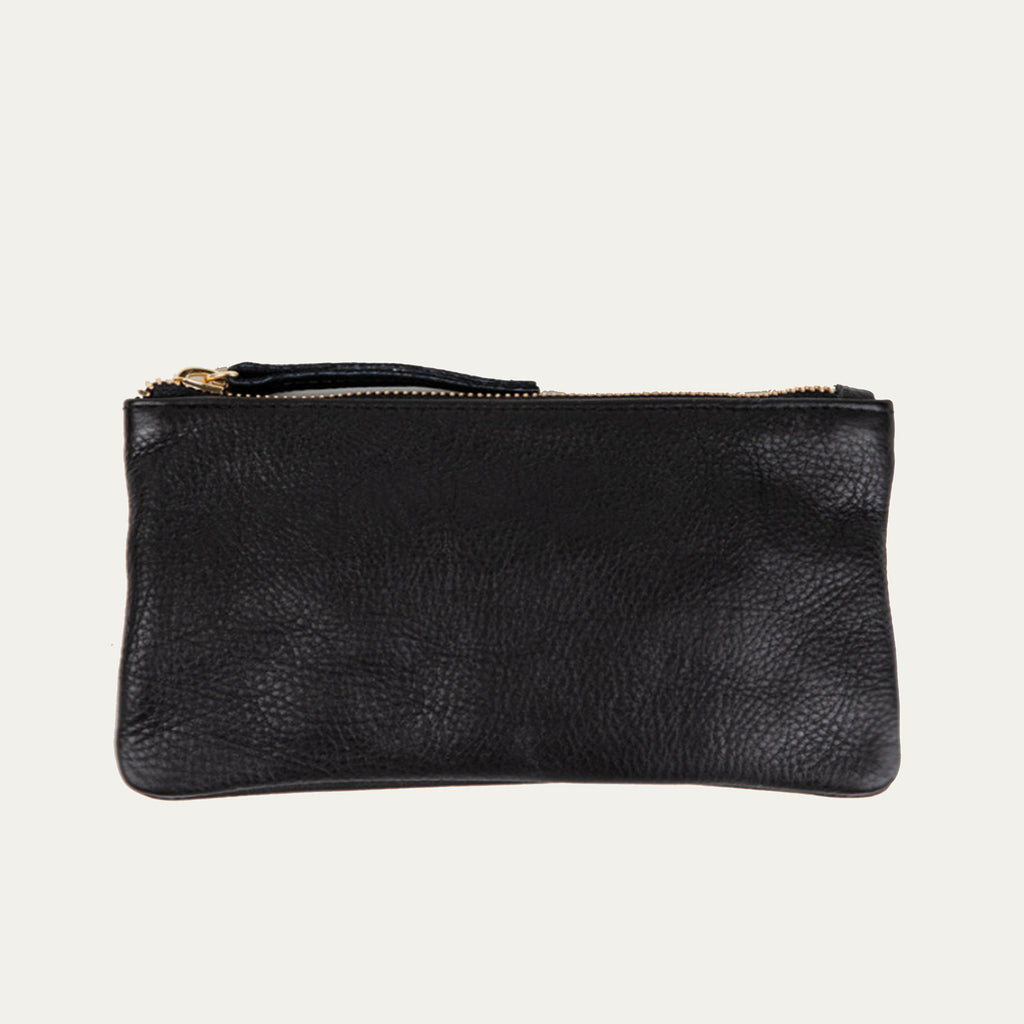 Pauly Phone Pouch | Black Leather + Gold Hardware