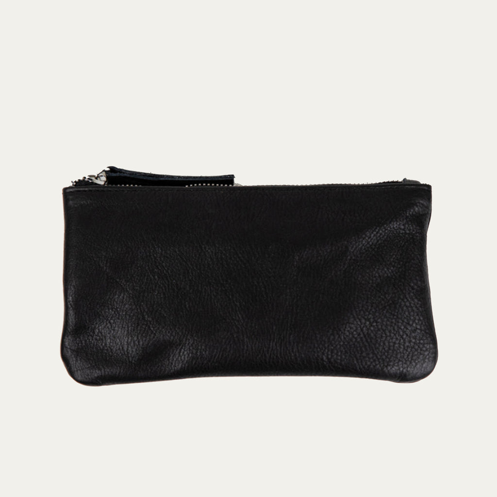 Pauly Phone Pouch | Black Leather + Silver Hardware