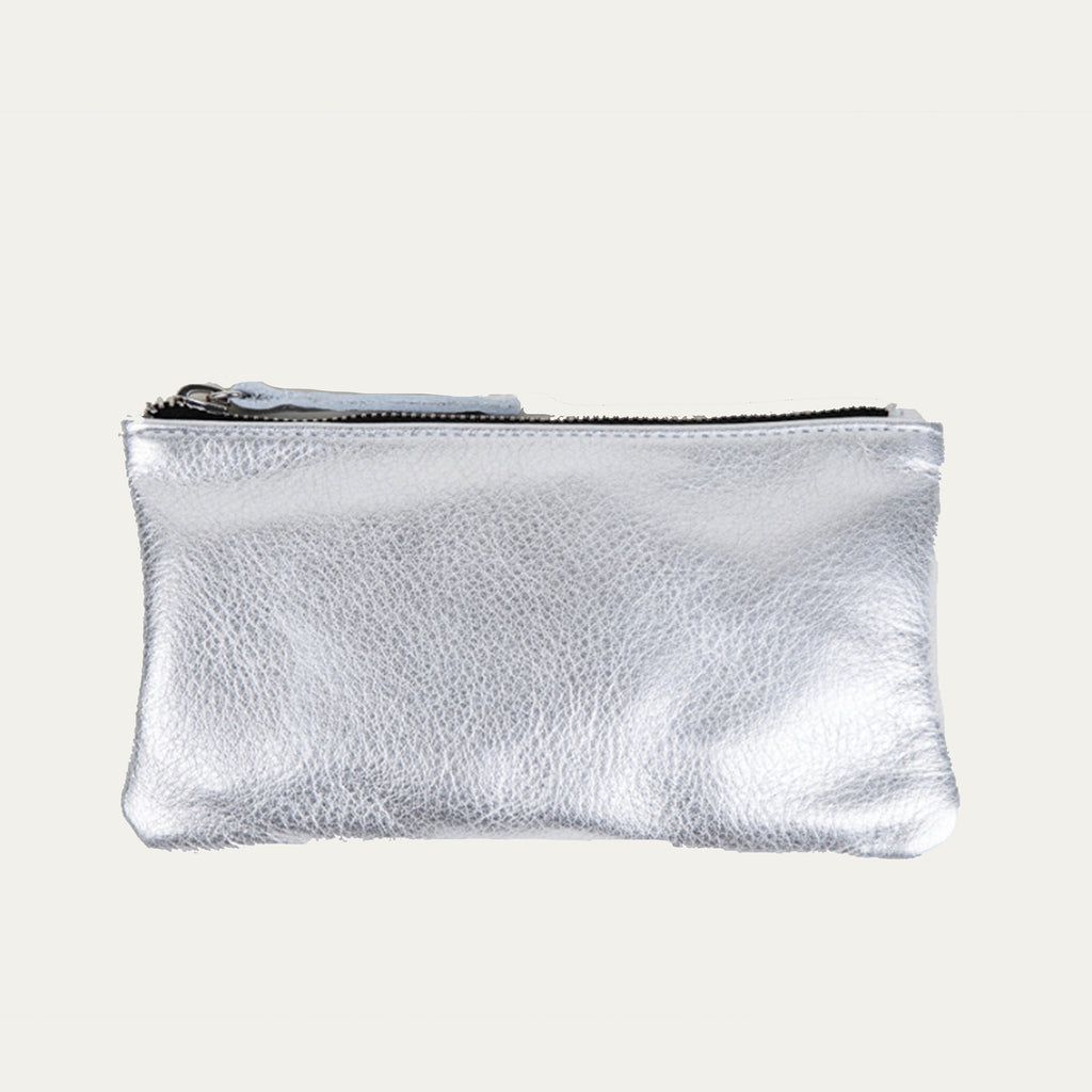 Pauly Phone Pouch | Silver Metallic + Silver Hardware 