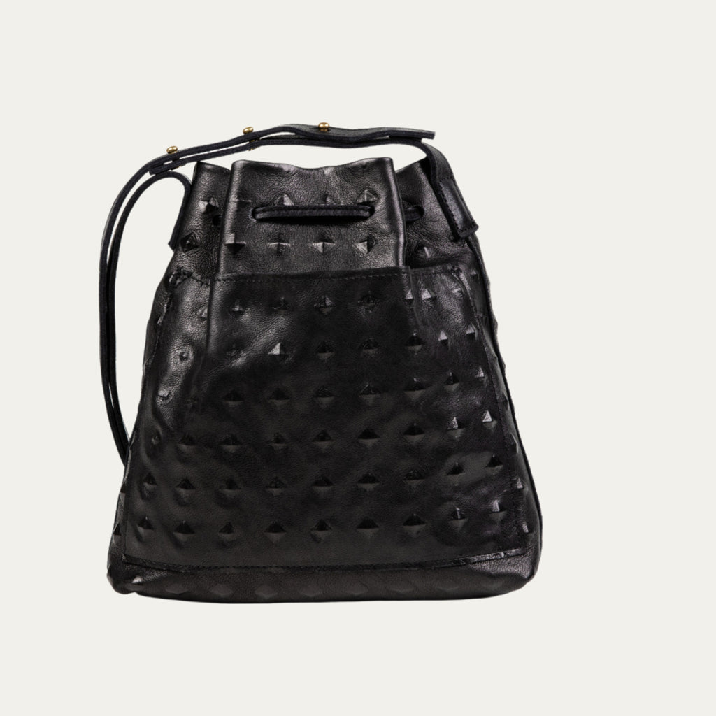 Black Embossed Leather with Gold Hardware The Cher Mini Crossbody Tote - PaulyJen