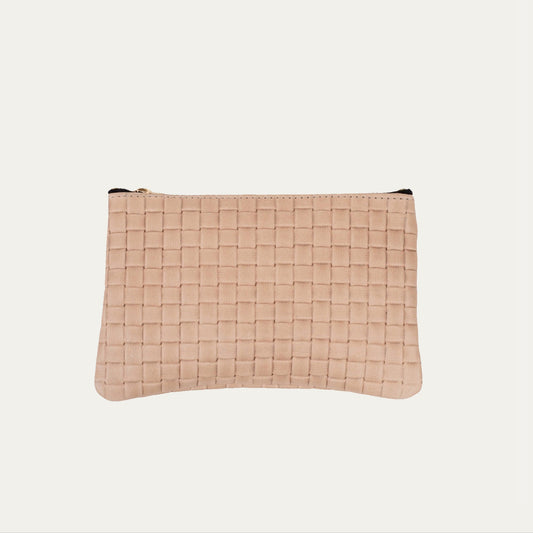 Tan Woven Leather with Gold Hardware Pauly Pouch Organizer