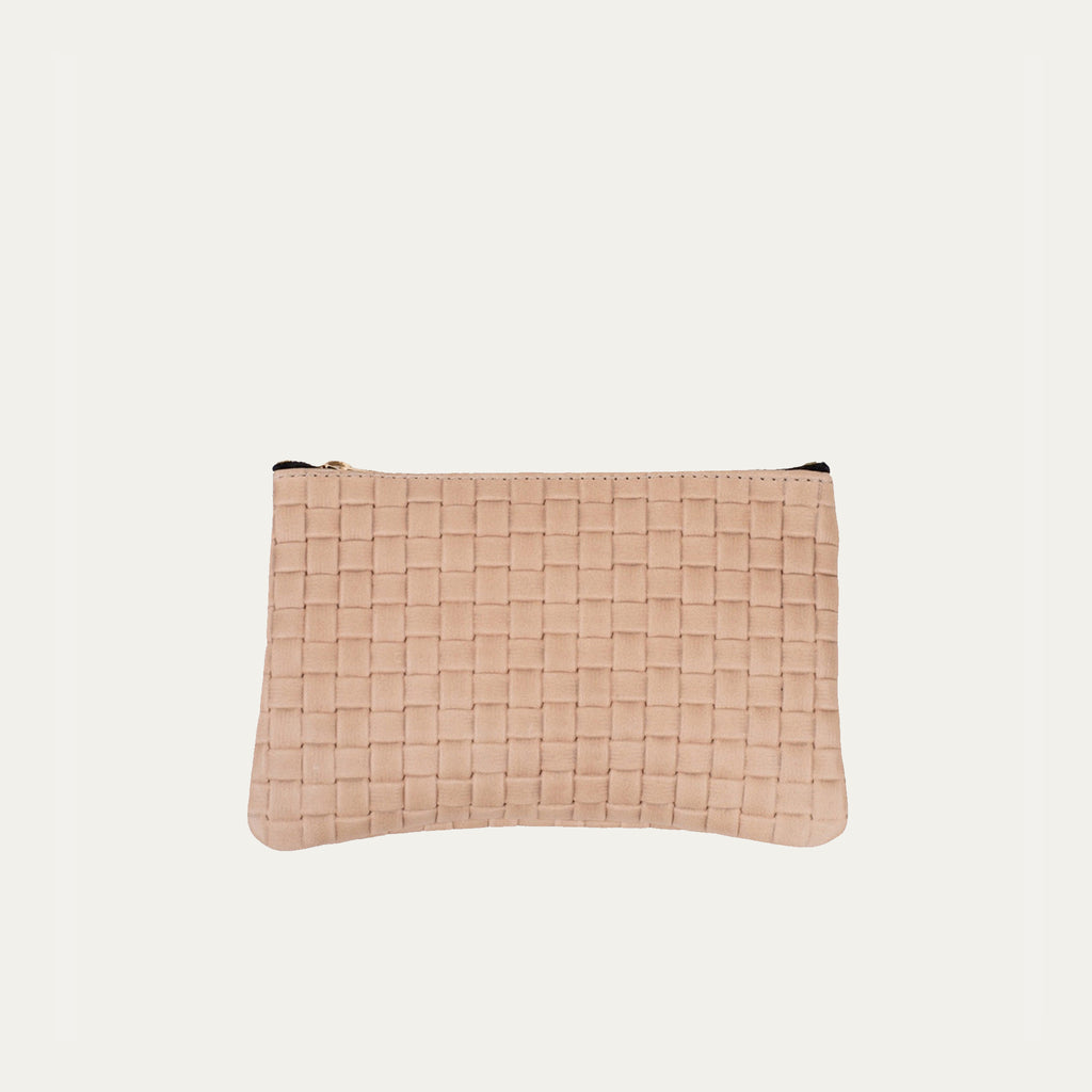 Tan Woven Leather with Gold Hardware Pauly Pouch Organizer