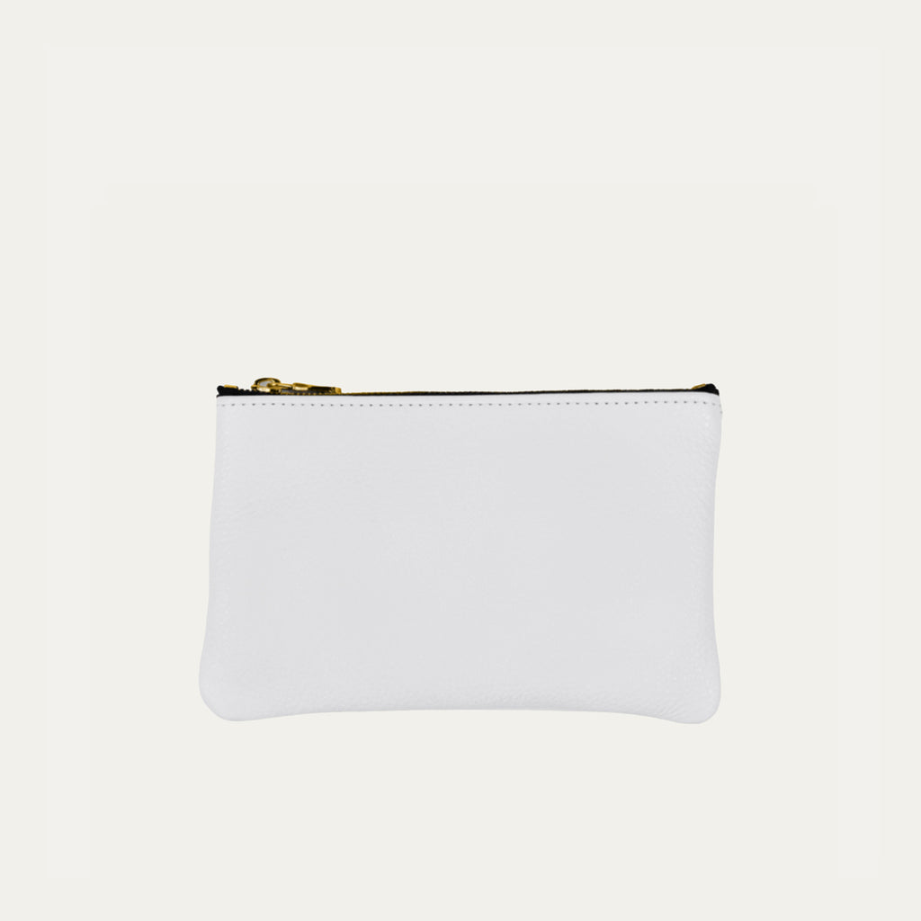 White Leather with Gold Hardware Pauly Pouch Organizer - PaulyJen