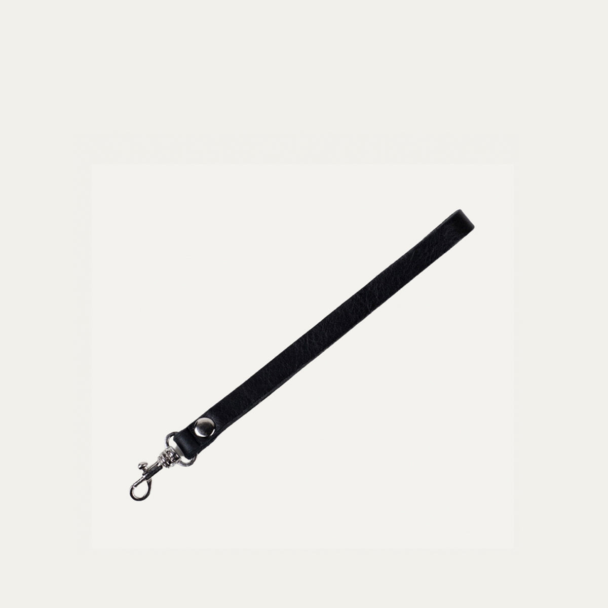 black leather wristlet strap silver hardware